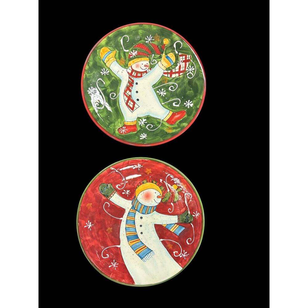 Susan Winget Christmas Snowman Plates Cookies Dessert Decor Cert International